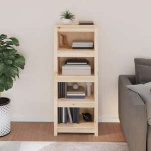 Brela Pinewood Bookcase With 3 Shelves In Brown - UK