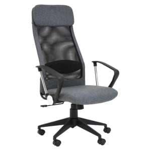 Brent Fabric Home Office Chair In Black Mesh And Grey