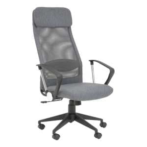 Brent Fabric Home Office Chair In Grey Mesh