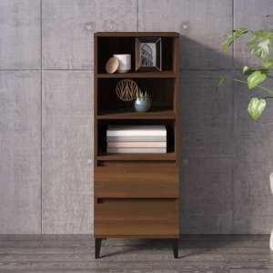 Brescia Wooden Bookcase With 2 Drawers In Brown Oak - UK