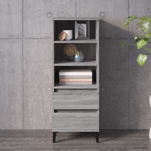 Brescia Wooden Bookcase With 2 Drawers In Grey Sonoma Oak - UK