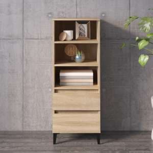 Brescia Wooden Bookcase With 2 Drawers In Sonoma Oak - UK