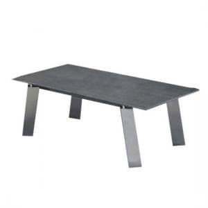 Alsager Glass Coffee Table In Grey Ceramic Brushed Steel Legs