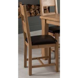 Brex Wooden Dining Chair With Brown Leather Seat In Natural