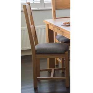 Brex Wooden Dining Chair With Grey Fabric Seat In Natural