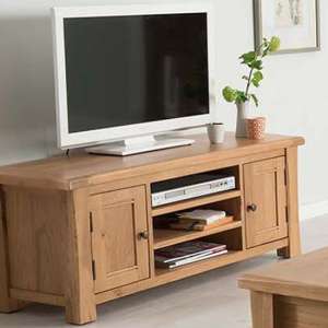 Brex Large Wooden TV Stand With 2 Doors In Natural - UK
