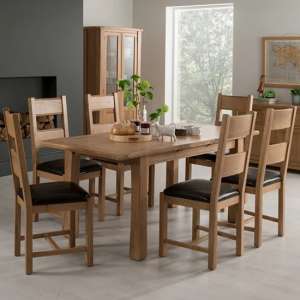 Brex Medium Wooden Extending Dining Table With 6 Chairs - UK