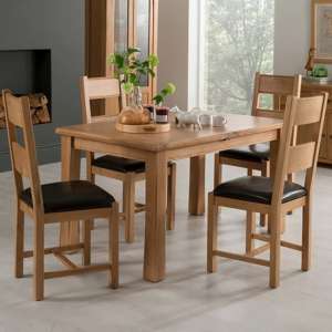 Brex Small Wooden Extending Dining Table With 4 Chairs