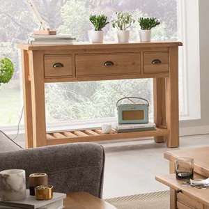 Brex Wooden Console Table With 3 Drawers In Natural - UK