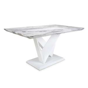 Somra Medium Gloss Marble Effect Dining Table With White Frame