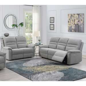 Brielle Fabric Electric Recliner 2 + 3 Seater Sofa Set In Grey