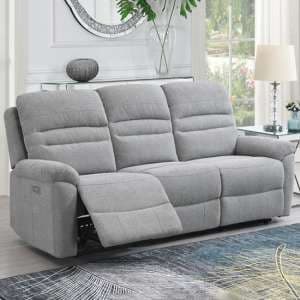 Brielle Fabric Electric Recliner 3 Seater Sofa In Grey - UK
