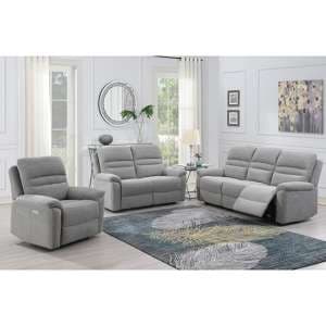 Brielle Fabric Electric Recliner Sofa Suite In Grey - UK