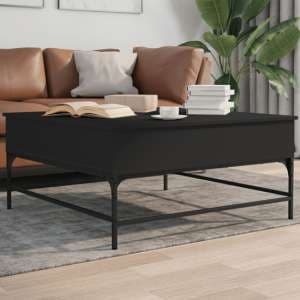 Brighton Wooden Coffee Table With Metal Frame In Black - UK