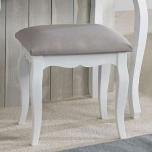 Brittan Wooden Dressing Stool With Grey Fabric Seat In White