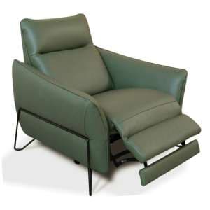 Brixen Electric Leather Recliner Armchair In Green - UK