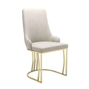 Brixen Faux Leather Dining Chair In Beige With Gold Frame - UK