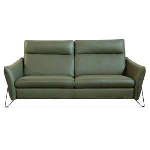 Brixen Leather Fixed 3 Seater Sofa In Green - UK