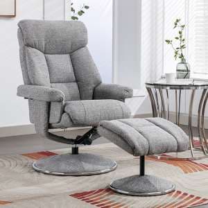 Brixton Fabric Swivel Recliner Chair And Stool In Lisbon Rock - UK