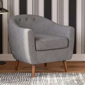 Brixton Linen Fabric Bedroom Chair In Grey With Solid Wood Legs - UK
