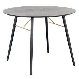 Brogan Round Wooden Dining Table In Black And Copper