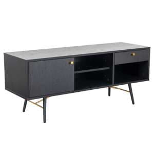 Brogan Small Wooden TV Stand In Black And Copper - UK