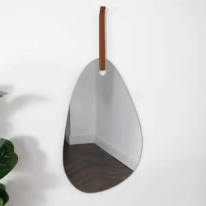 Bronx Pebble Shaped Wall Mirror With Leather Strap - UK