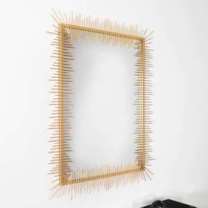 Bronx Rectangular Abstract Wall Mirror With Gold Metal Frame - UK