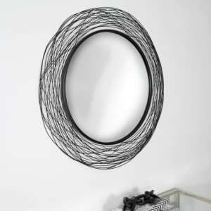 Bronx Round Nest Effect Wall Mirror With Black Metal Frame - UK