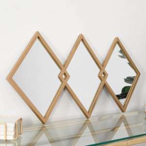 Bronx Trio Of Diamond Shaped Bedroom Mirrors With Gold Frame - UK