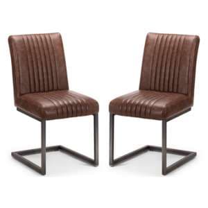 Barras Antique Brown Leather Dining Chair In Pair