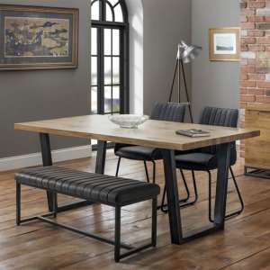 Barras Dining Table With Sakaye Bench And 2 Black Chairs