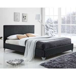 Brooklyn Fabric Upholstered Double Bed In Dark Grey - UK