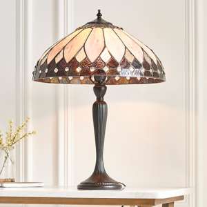 Brooklyn Medium Tiffany Glass Table Lamp In Dark Bronze