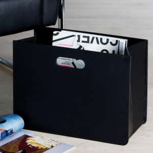Brooklyn Synthetic Leather Magazine Rack In Black - UK