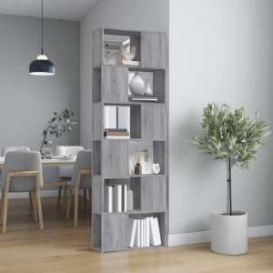 Brooks Wooden Bookcase With 6 Compartments In Grey Sonoma Oak - UK