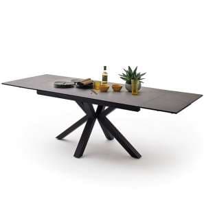 Brooky Glass Extendable Dining Table In Anthracite Metal Frame