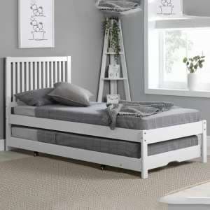 Broxton Rubberwood Single Bed With Guest Bed In White - UK