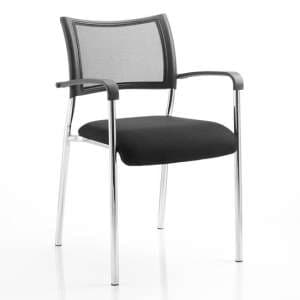 Brunswick Chrome Frame Office Visitor Chair In Black With Arms - UK