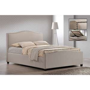 Brunswick Fabric Storage Ottoman Double Bed In Sand