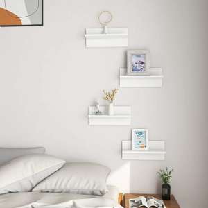 Bryce Set Of 4 Wooden Wall Shelf In White