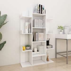 Bryson Wooden Bookcase With 13 Compartments In White - UK