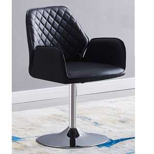 Bucketeer Faux Leather Dining Chair In Black With Swivel Action