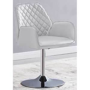 Bucketeer Faux Leather Dining Chair In White with Swivel Action