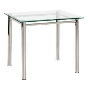 Buckeye Large Clear Glass Side Table With Chrome Legs - UK