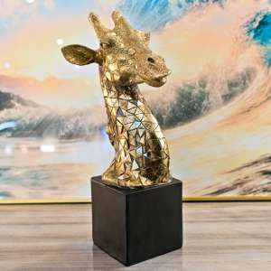 Buda Resin Giraffe Bust Sculpture In Gold And Black - UK