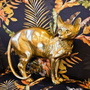 Buda Resin Sphynx Cat Statuette Sculpture In Gold - UK