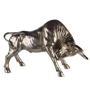 Bull Poly Sculpture In Antique Champagne - UK