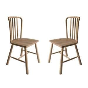 Burbank Oak Wood Dining Chairs In Pair
