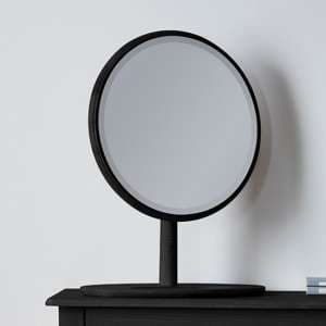 Burbank Round Dressing Mirror In Black Wooden Frame - UK